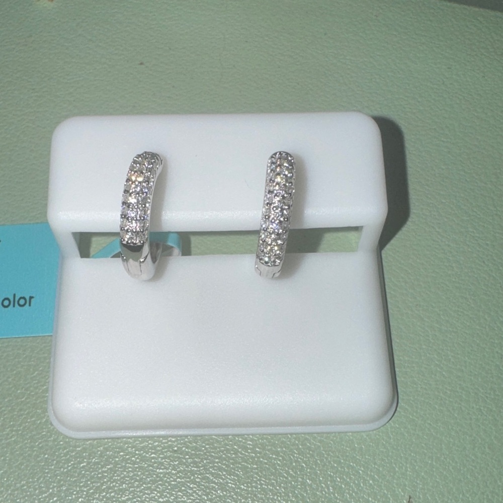 Sterling Silver Moissanite Huggies